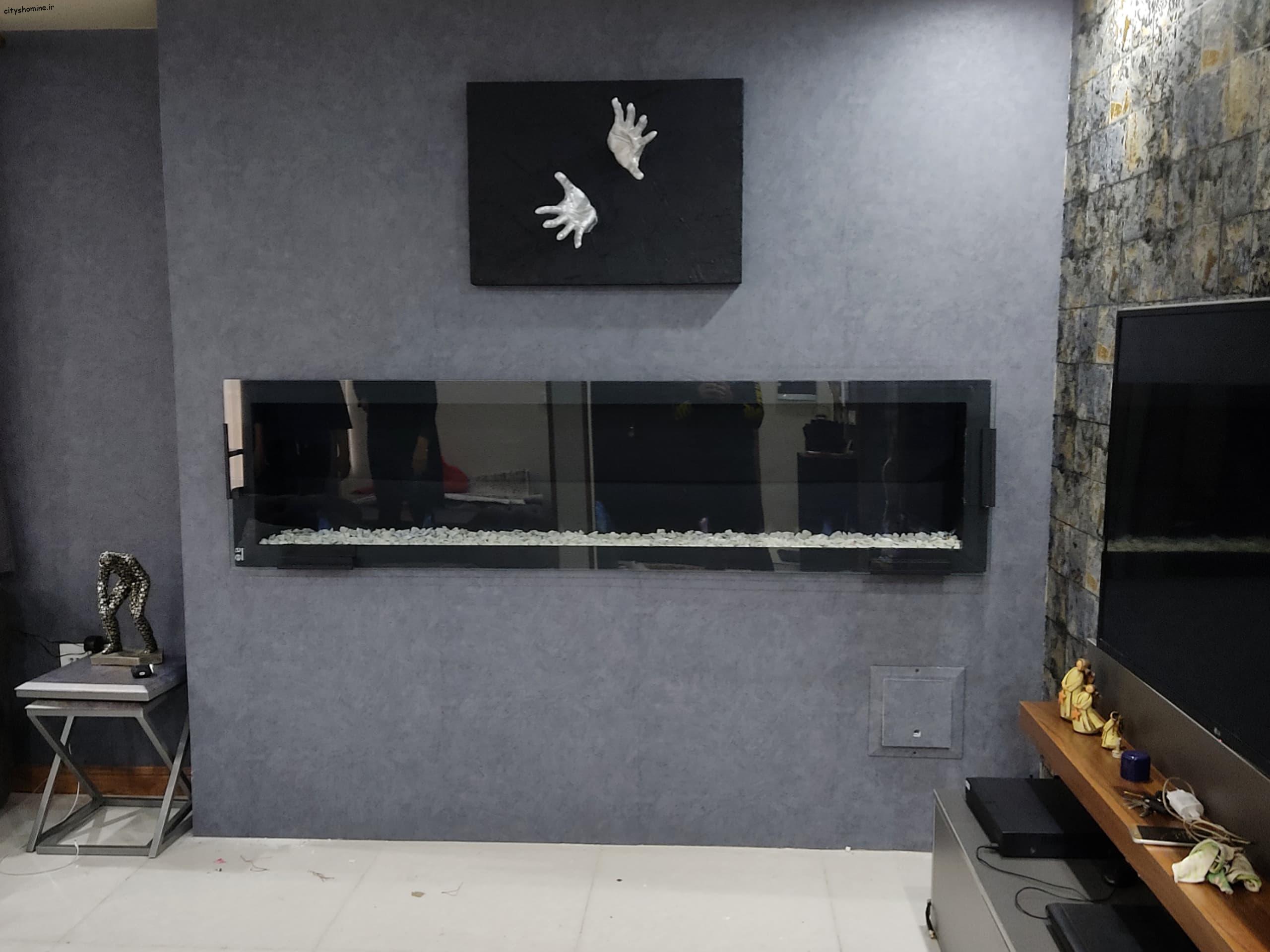 شومینه گازی دیواری شومینه گازی مدرن دیواری با شیشه کشویی