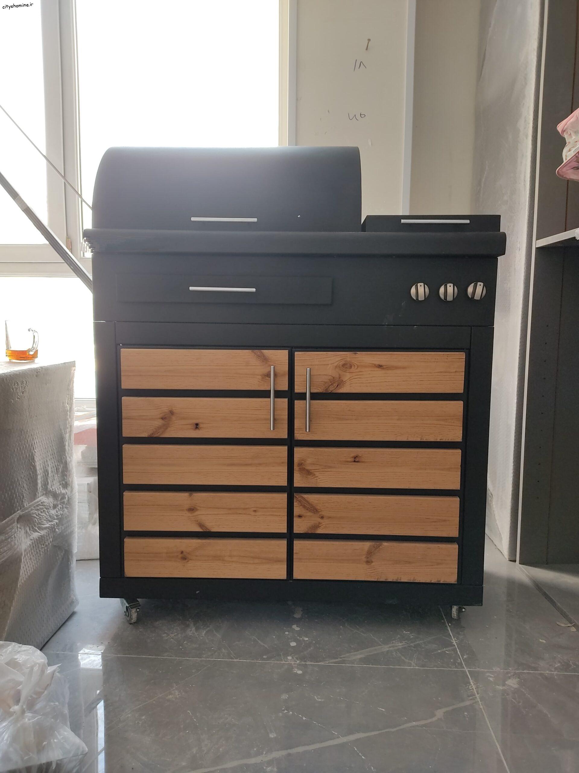 شومینه باربیکیو آپارتمانی (شومینه بالکنی) باربیکیو گازی و ذغالی