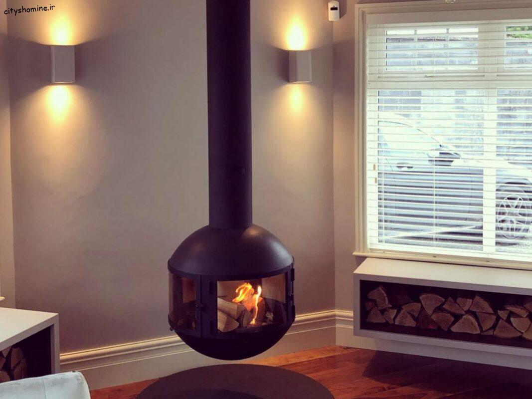 شومینه معلق شیشه ای