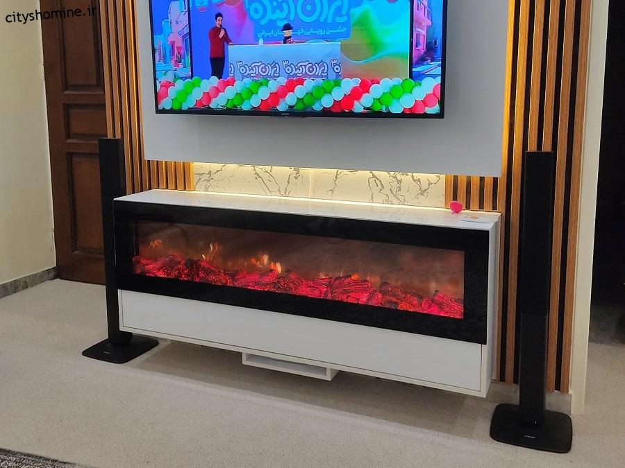 شومینه برقی زیر تلویزیون عکس شومینه برقی زیرتلویزیون