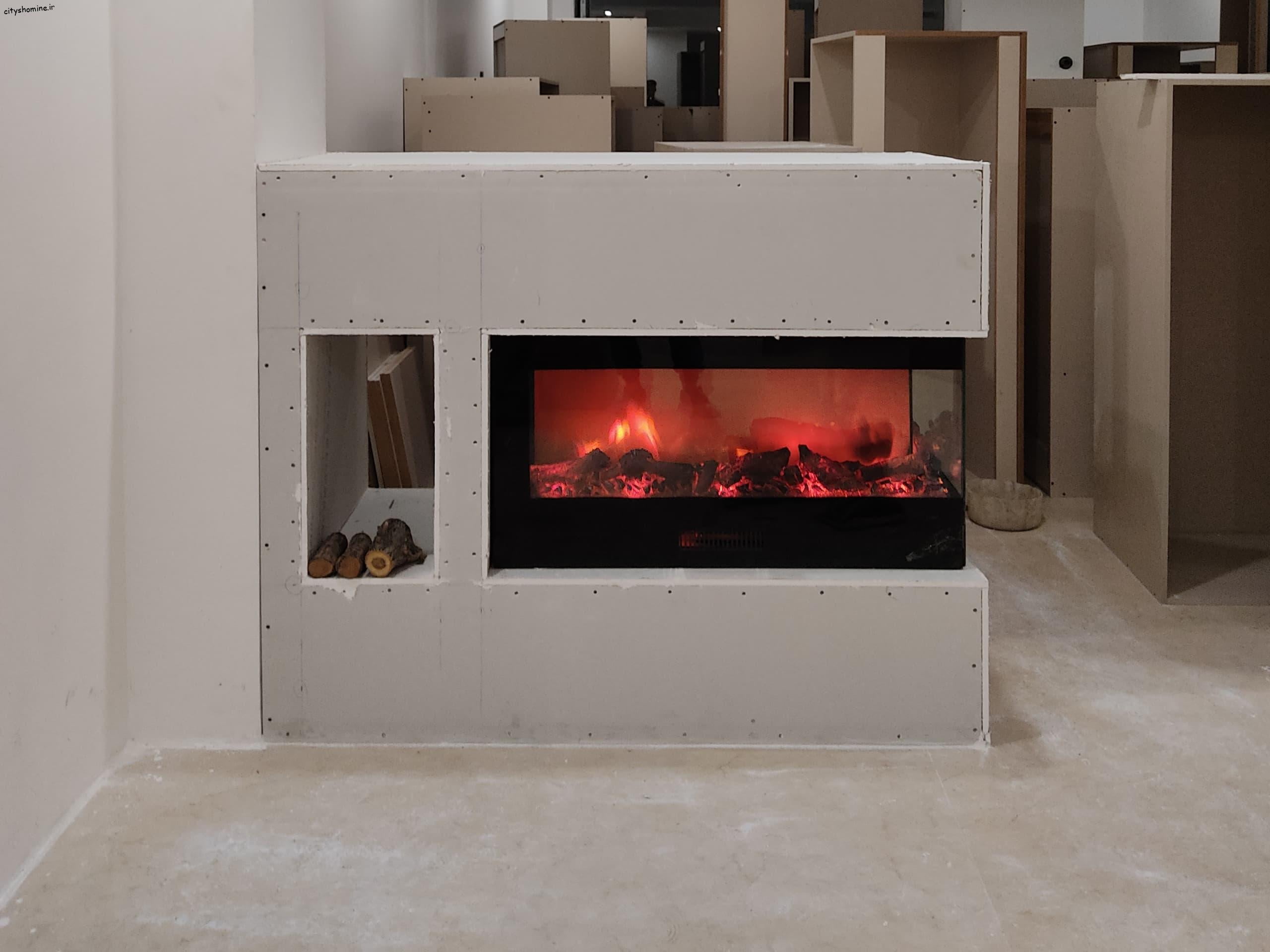 شومینه برقی کنج یا شومینه برقی دوطرفه شومینه دو طرفه برقی