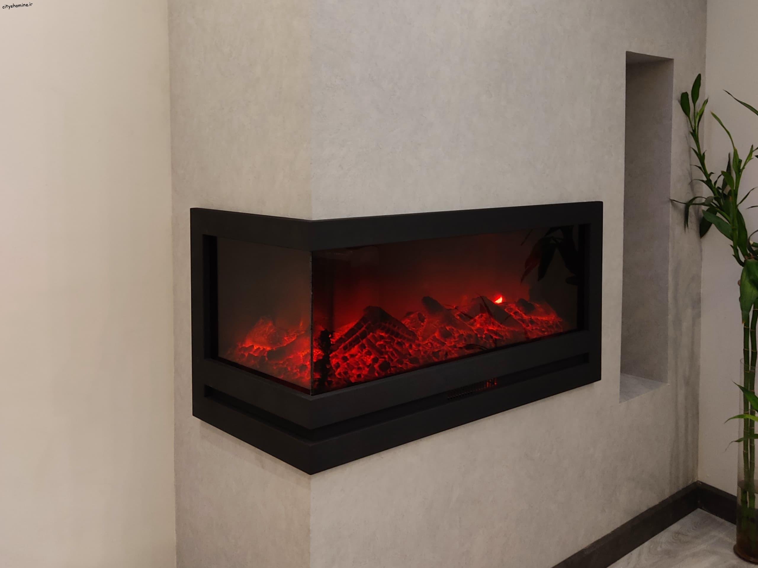 شومینه برقی کنج یا شومینه برقی دوطرفه شومینه برقی إل