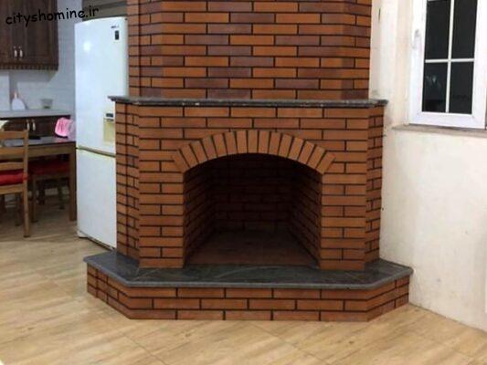 شومینه آجری گوشه ای