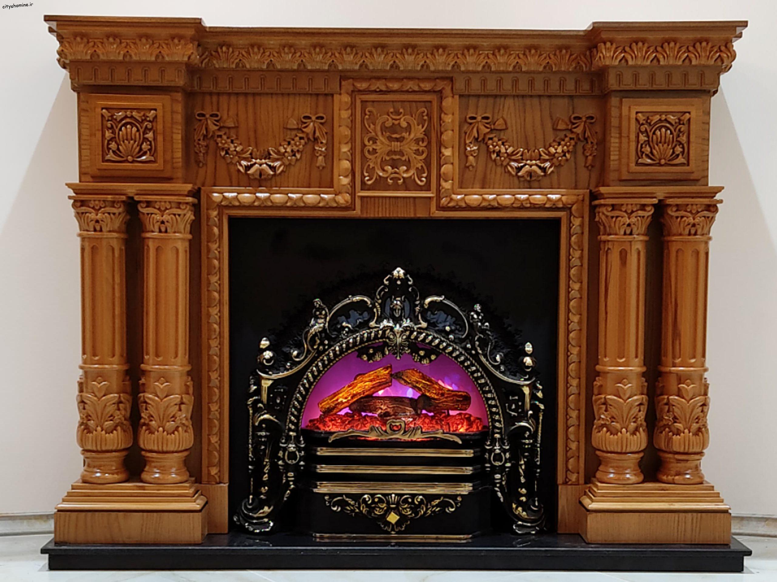 شومینه کلاسیک سلطنتی طرح چهار ستون شومینه کلاسیک چهار ستون