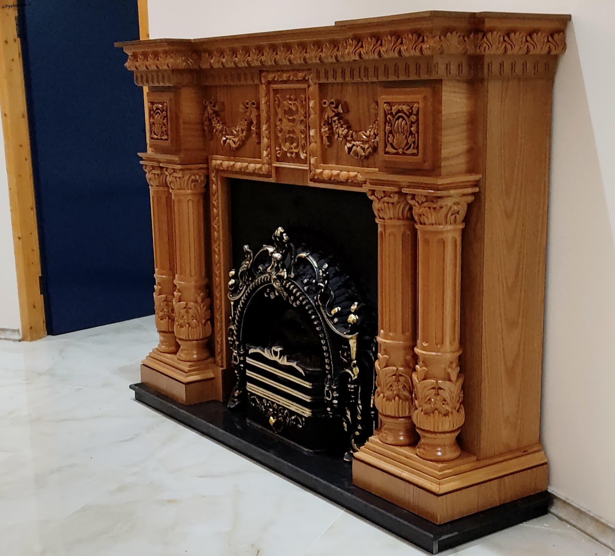 شومینه کلاسیک سلطنتی طرح چهار ستون شومینه کلاسیک طرح چهار ستون برقی