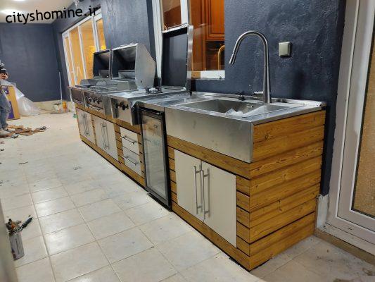 باربیکیو استیل 4 متری همراه با یخچال