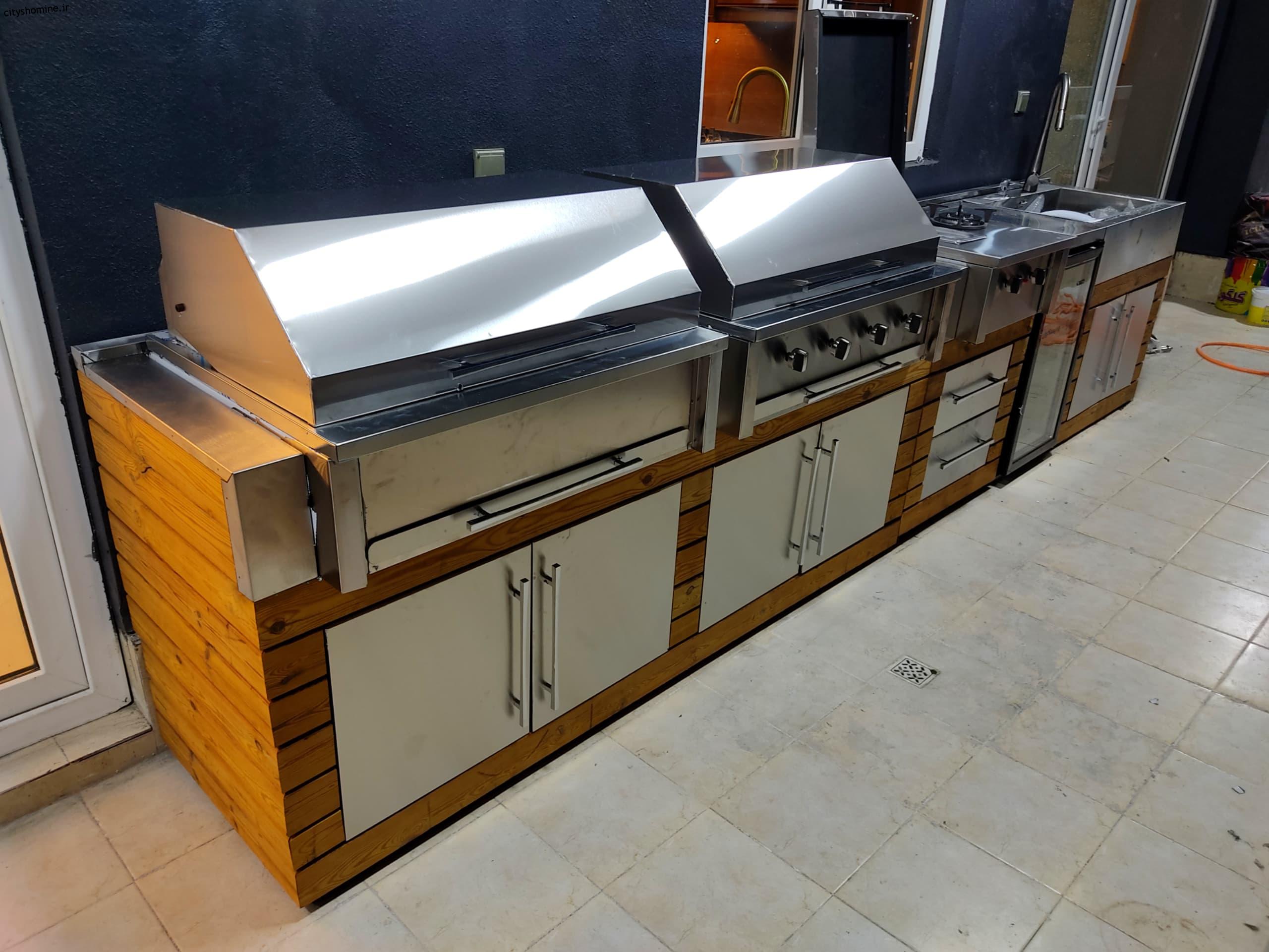 خرید شومینه باربیکیو استیل (باربیکیو آیلند) باربیکیو آیلند استیل 304 با دوعدد کبابپز