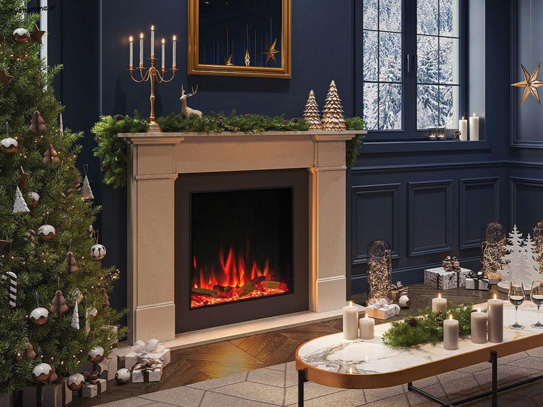 مدل جدید شومینه سنگی با سنگ سفید