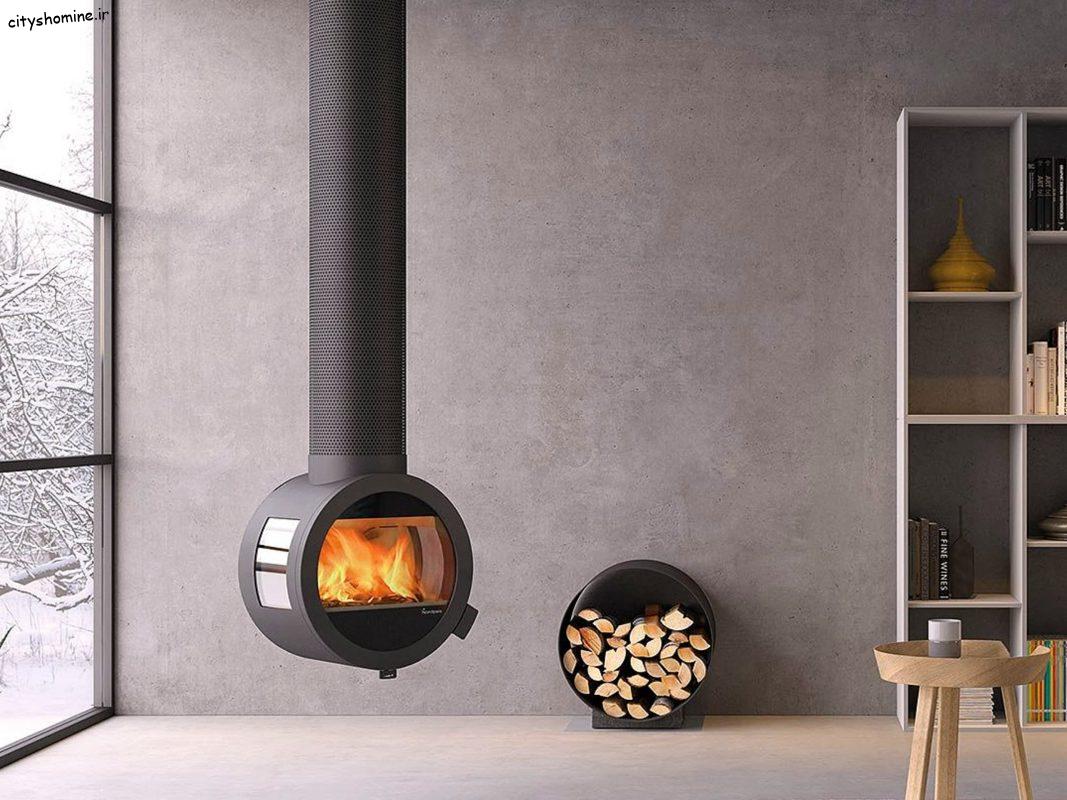 مدل شومینه هیزمی دایره ای سقفی