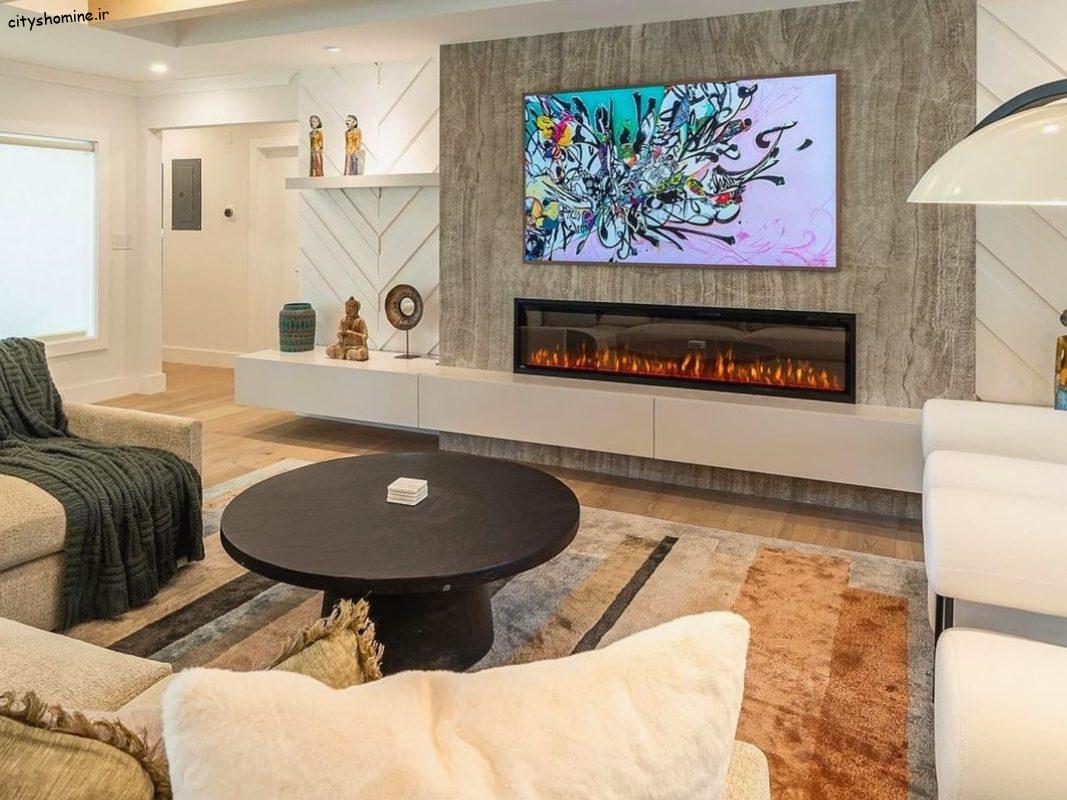 تی وی وال با شومینه برقی نمایشی