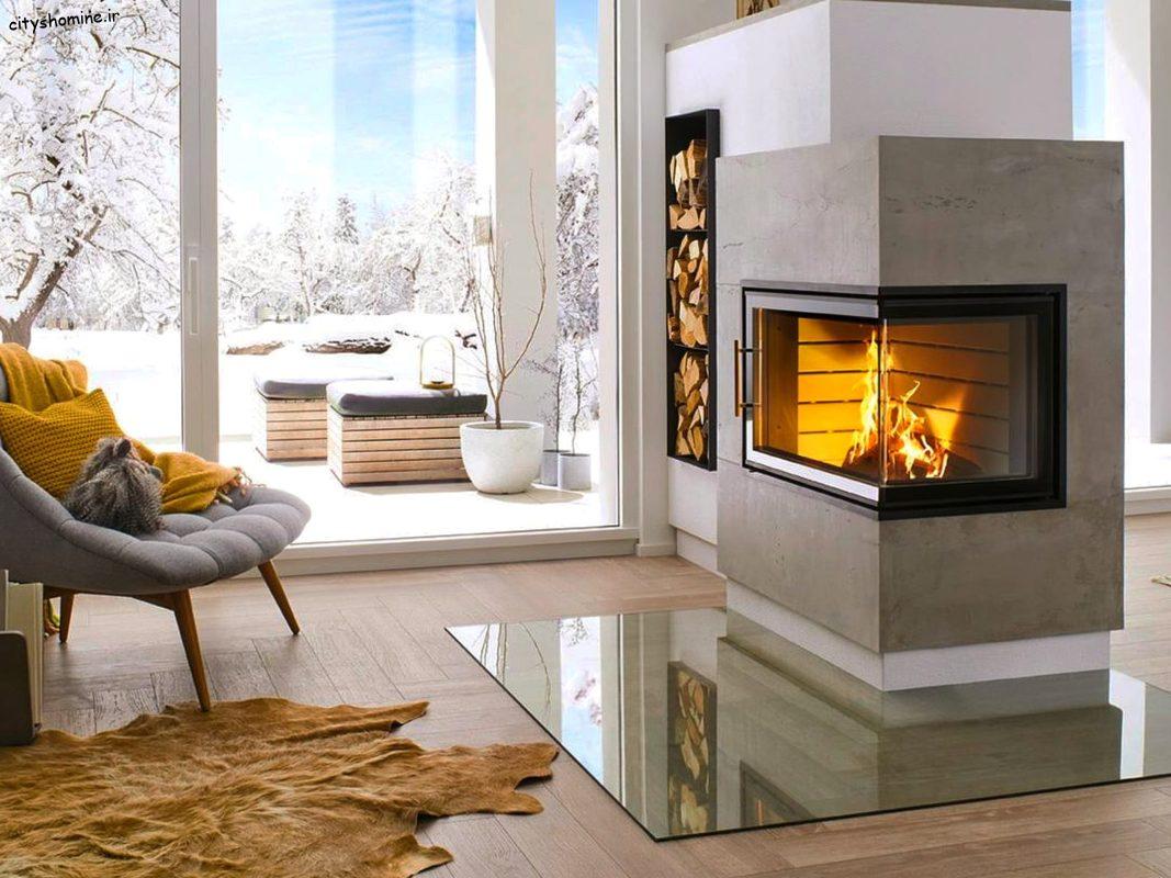 آیا مصرف گاز شومینه زیاد است شومینه گازی دو طرفه کنج با شعله خطی گازسوز