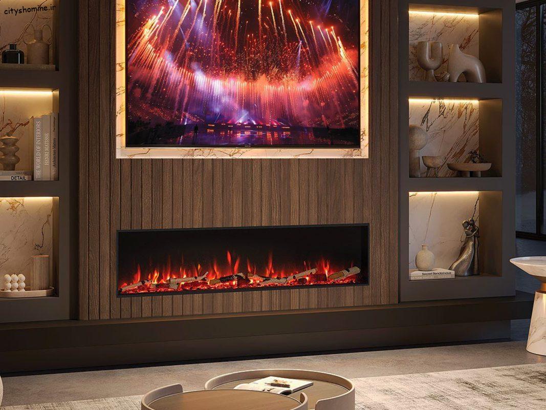 شومینه مدرن برقی برای تی وی وال مدرن