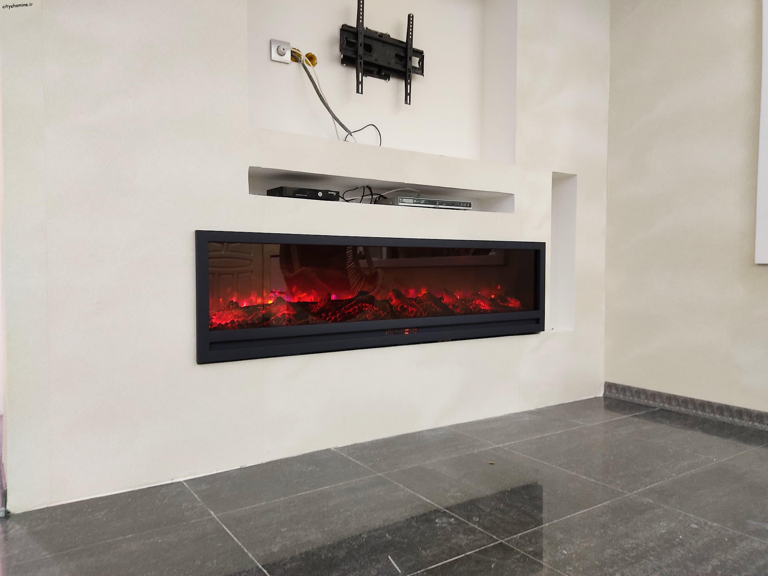 شومینه برقی دیواری سه بِعدی فلت شومینه برقی سه بعدی با طراحی فلت گرمایشی