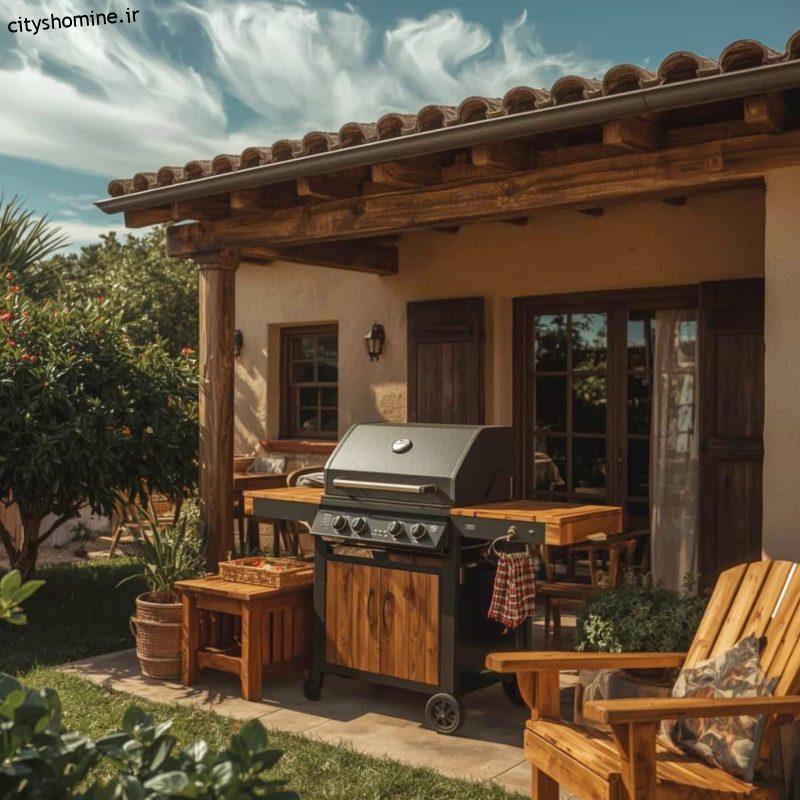 باربیکیو با میز کار و درب تاشو